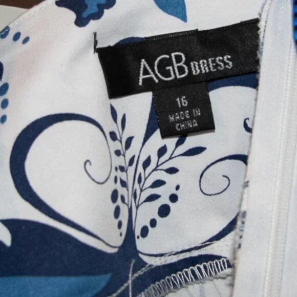 AGB Dress Halter Knee length Tropical Size 16 - Picture 6 of 6